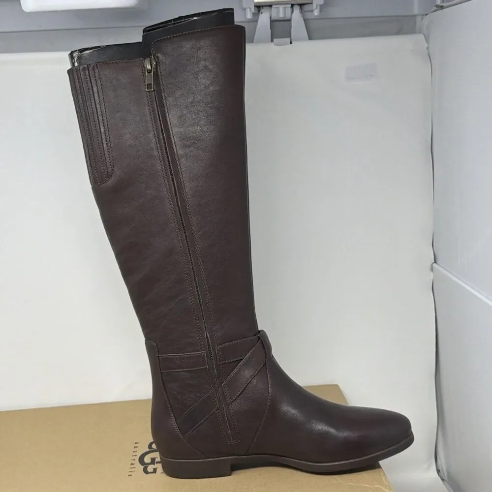 UGG Beryl Women’s 7 Stout Brown Leather Tall Riding Boots 1005920 NEW BOX